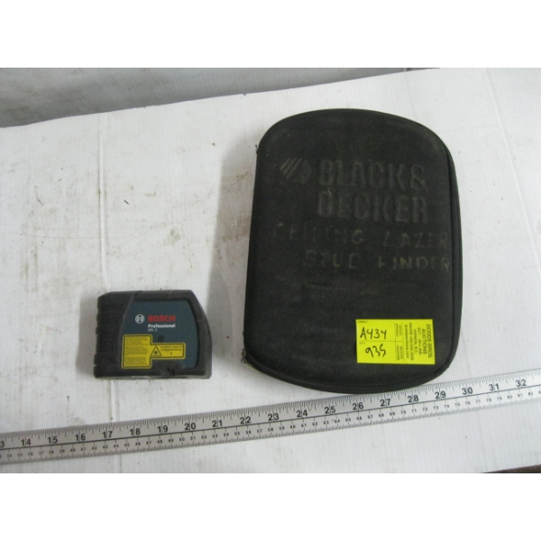 BOSCH LASER LEVEL & BLACK & DECKER CASED BULLSEYE STUD FINDER