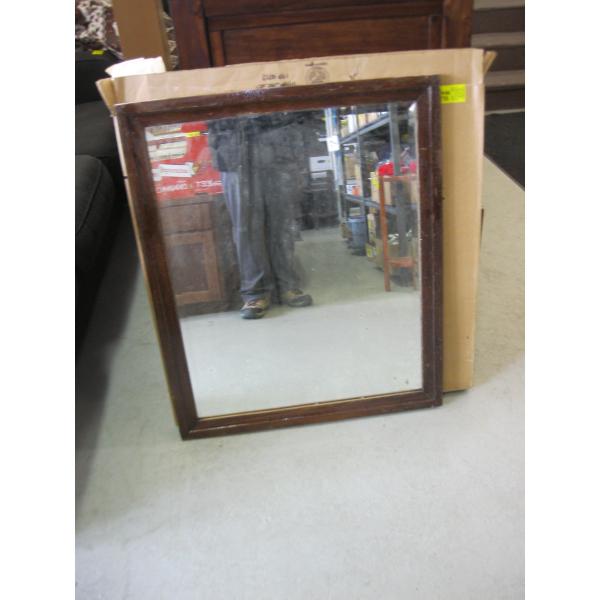 HEAVY ANTIQUE WOOD FRAMED MIRROR