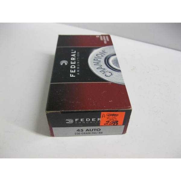 FEDERAL 45 AUTO 230GRS FMJ RN|1X50 CENTERFIRE CARTRIDGES