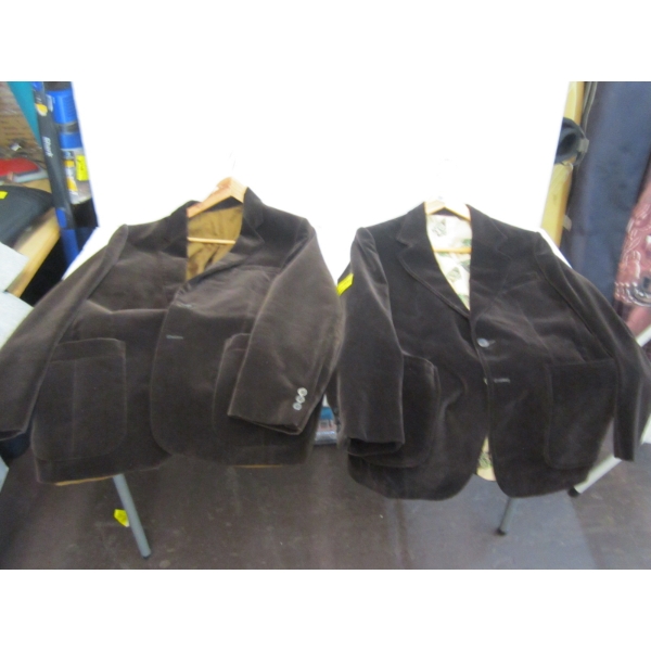 2 BROWN SUEDE DRESS COATS, SZ?