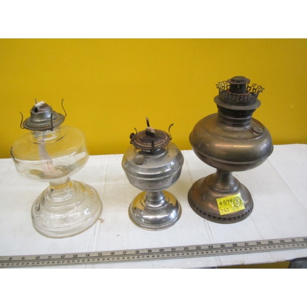 3 OIL LANTERNS - NO CHIMNEYS