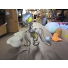 Image 2 : BRUSHED CHROME 5 LIGHT CHANDELIER - MISSING 1 SHADE