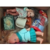 Image 2 : 3 BOXES OF MISC. DOLLS, PICTURE FRAMES, BRIEFCASE, PATCHWORK QUILT, ETC.