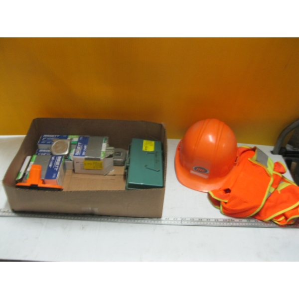 BRAD NAILS, HARDHAT, SAFETY VEST, ETC.