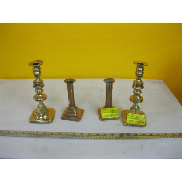 2 SETS OF BRASS CANDLESTICKS