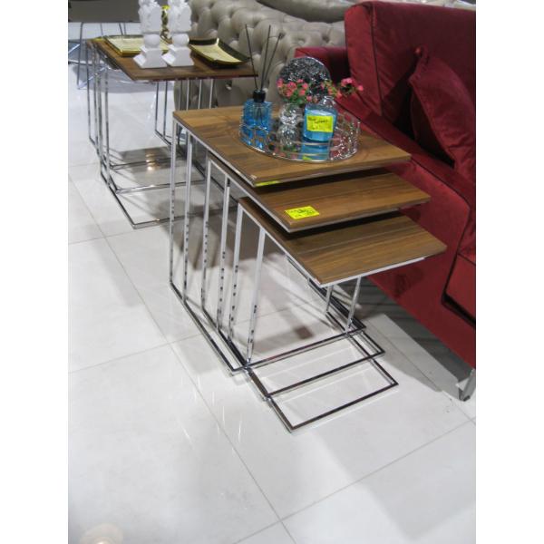 3 PIECE NESTING TABLES W/CHROME LEGS