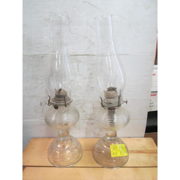 2 OIL LANTERNS W/CHIMNEYS