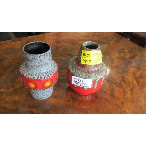 2 MCM WEST GERMAN FAT LAVA VASES