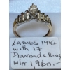 Image 1 : LADIES 14KT DIAMOND RING W/17 DIAMONDS, .52TCW, W/A $1,960, SZ 7 1/4