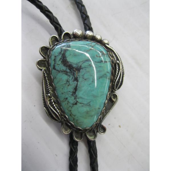 TURQUOISE & SILVER NAVAJO BOLO TIE