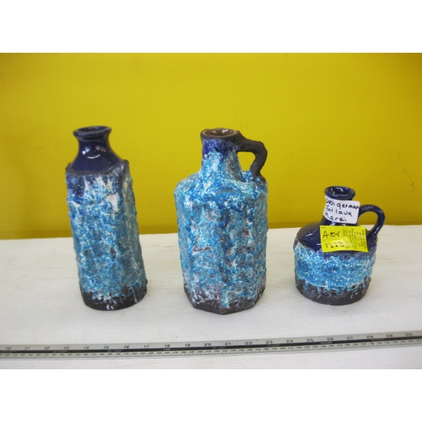 3 MCM WEST GERMAN FAT LAVA MAREI VASES