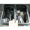 Image 1 : 4 BLACK PLASTIC BINS W/MISC. CONTENTS