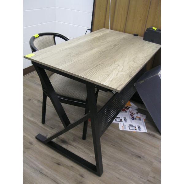 SM. WOOD TOP METAL LEG DESK UNIT