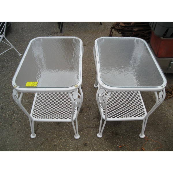 PAIR OF WROUGHT IRON RECTANGULAR ENDTABLES
