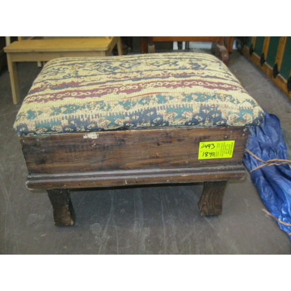 ANTIQUE PADDED SEWING STOOL