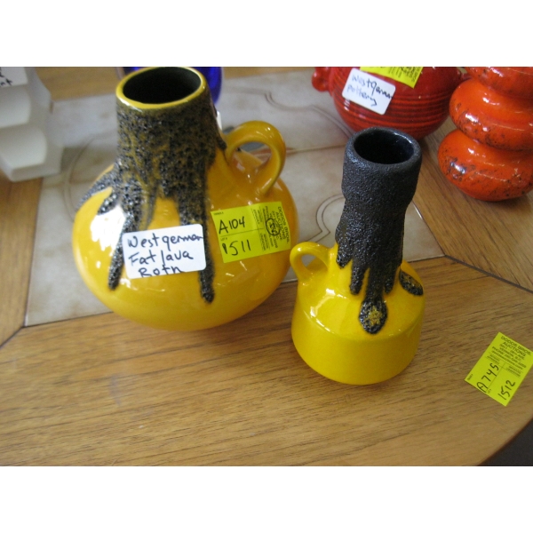 2 WEST GERMAN FAT LAVA ROTH VASES