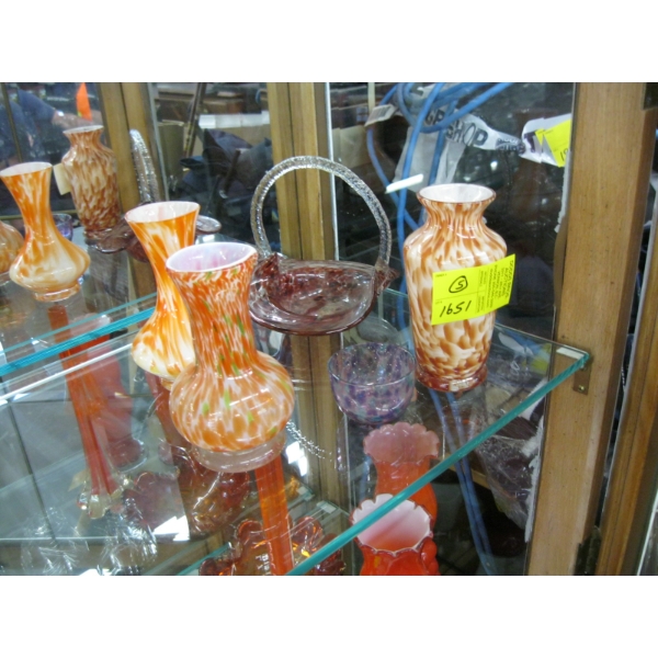 5 SM. GLASS VASES & DISHES
