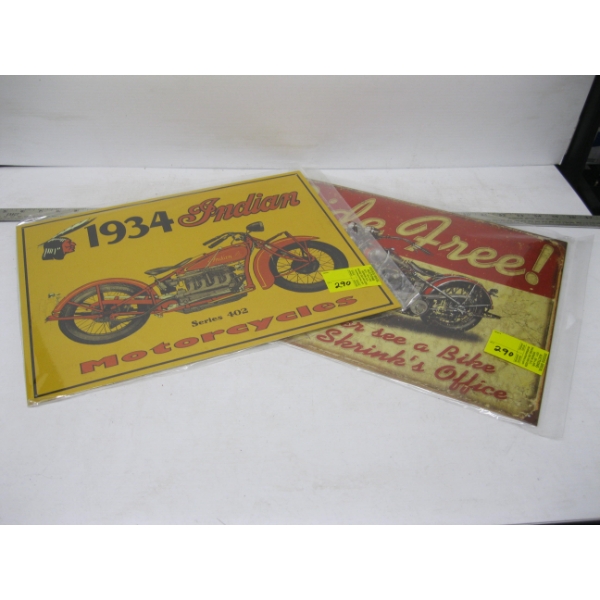 2 MOTORCYCLE METAL SIGNS