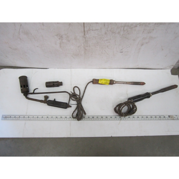 2 ELECTRIC SOLDERING IRONS & A TORCH HEAD