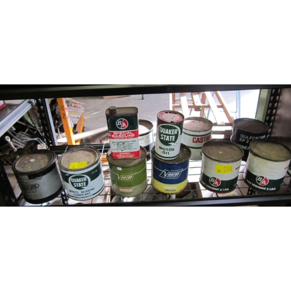ASST. GREASE TINS - BA, QUAKER STATE, ETC.