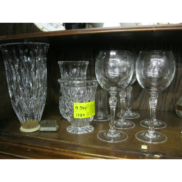CRYSTAL WINEGLASSES, CRYSTAL VASES, ETC.