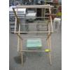 Image 3 : SM. GREEN WOOD TABLE & A FOLDING WOODEN TOWEL RACK