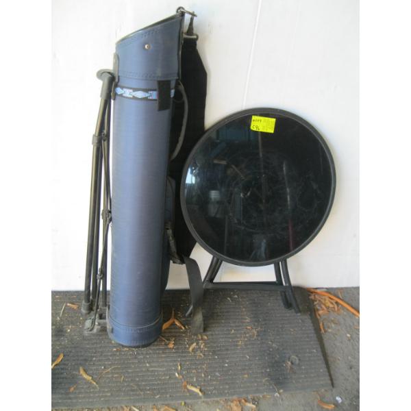 GOLF BAG & SM. FOLDING ROUND TABLE