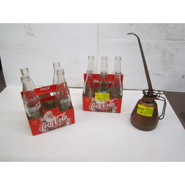 VINTAGE BOTTLES & AN OIL CAN