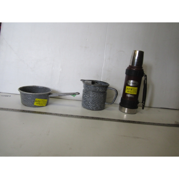 TIM HORTON THERMOS & ENAMEL POTS