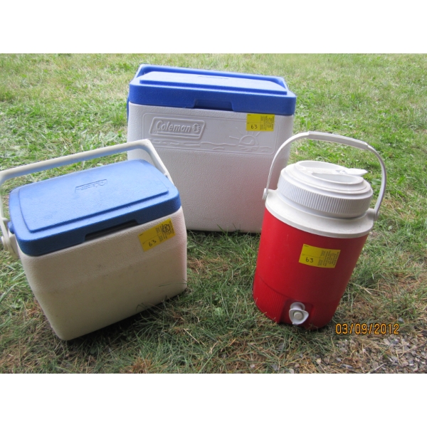 2 COOLERS & A WATER JUG