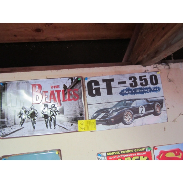BEATLES & GT350 METAL SIGNS