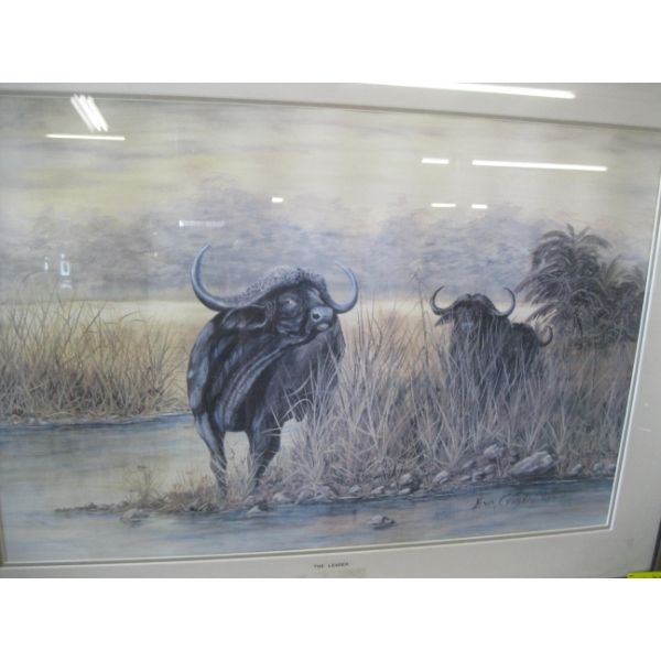 PAINTING OF 2 WATER BUFFALO BY EVA GREEN