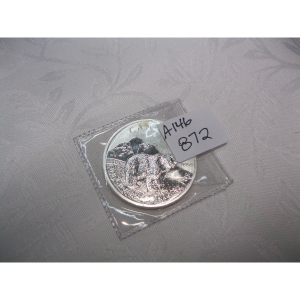 CDN .999 FINE SILVER 1 OZ $5 COIN W/BEAR (TAX EXEMPT)