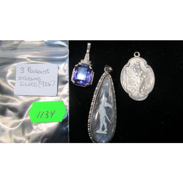 3 STERLING SILVER .925 PENDANTS