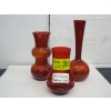 Image 1 : 3 PIECES OF RED RIMAKA BY TAMARA ALDIN GLASS VASES