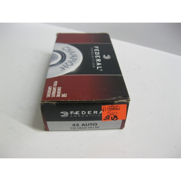 FEDERAL 45 AUTO 230GRS FMJ RN|1X50 CENTERFIRE CARTRIDGES