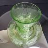 Image 9 : URANIUM GLASS CUP & PLATE - DEPRESSION GREEN GLASS GLOWS - GEIGER TESTED