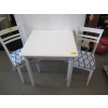 Image 1 : SMALL WHITE DINETTE TABLE W/2 LADDERBACK CHAIRS