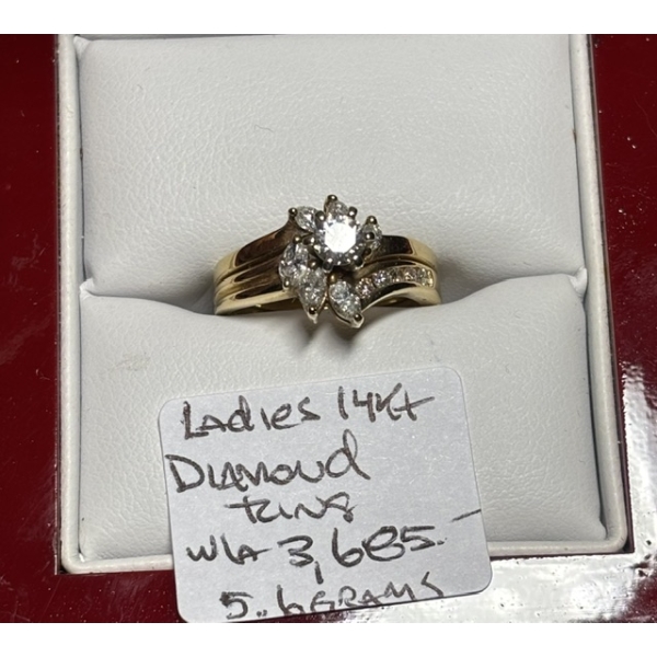 LADIES 14KT DIAMOND RING, 5.6G, W/A $3,685, SZ 5 1/2