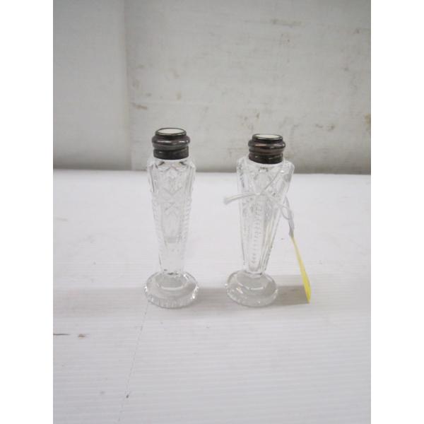 CRYSTAL S&P SHAKERS W/STERLING LIDS