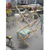 Image 1 : SM. GREEN WOOD TABLE & A FOLDING WOODEN TOWEL RACK