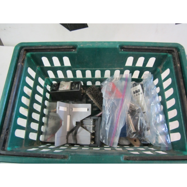 GREEN TOTE OF MISC. TOOLS