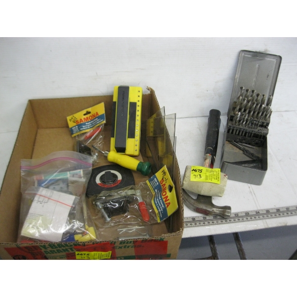 MISC. DRILL BITS, HAMMERS, TAPE MEASURE, ETC.