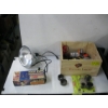 Image 1 : WOODEN CRATE W/MISC. ITEMS - CLAMP ON LIGHT, WHOLE BITS, ETC.