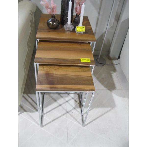 3 NESTING TABLES W/CHROME LEGS