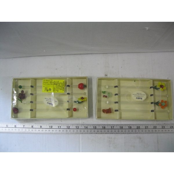 2 SETS OF MCM GLASS SWIZZLE STICKS