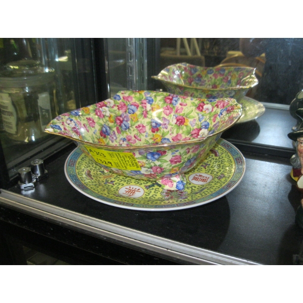 DECORATIVE FLORAL ROYAL WINTON BOWL & PLATE