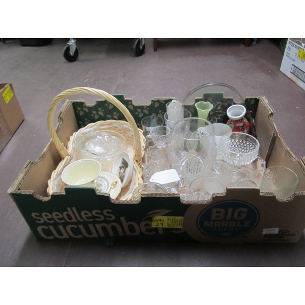 MISC. GLASSWARE: VASES, ETC.