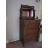 Image 2 : WALNUT 6 DRAWER ANTIQUE DRESSER W/BEVEL EDGE MIRROR