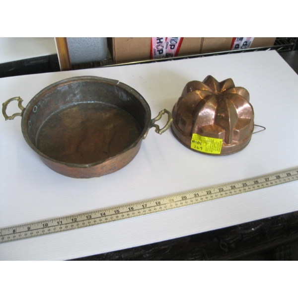 HAMMERED COPPER MOLD & VINTAGE COPPER POT